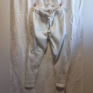 Women's White Checkered Straight Leg Pants